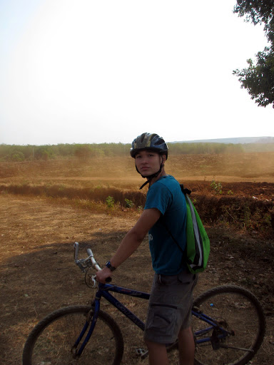 Pawley riding a bicycle