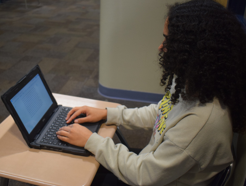 Student at computer