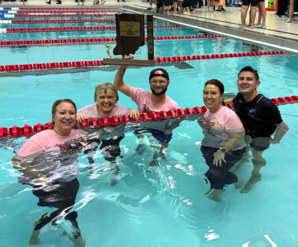 Coaches in pool