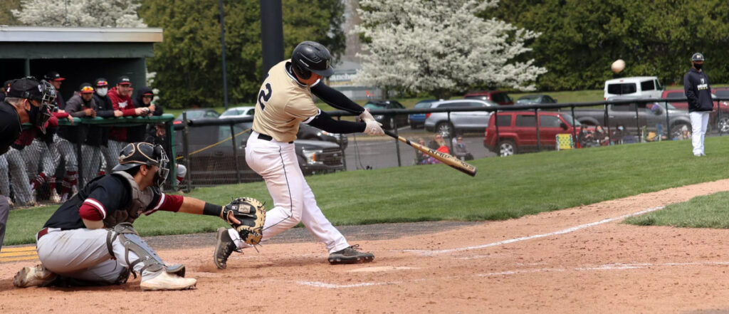 Batter hits pitch